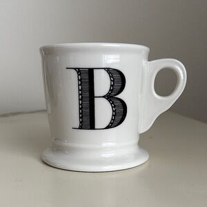 Anthropologie Monogram B Coffee Mug Name Initial Ceramic white black